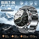 1.7" AMOLED GPS Rugged Smartwatch with 1100mAh Long-Lasting Battery, IP68 Waterproof, Compass, Flashlight, Heart Rate Monitoring and Bluetooth Calling