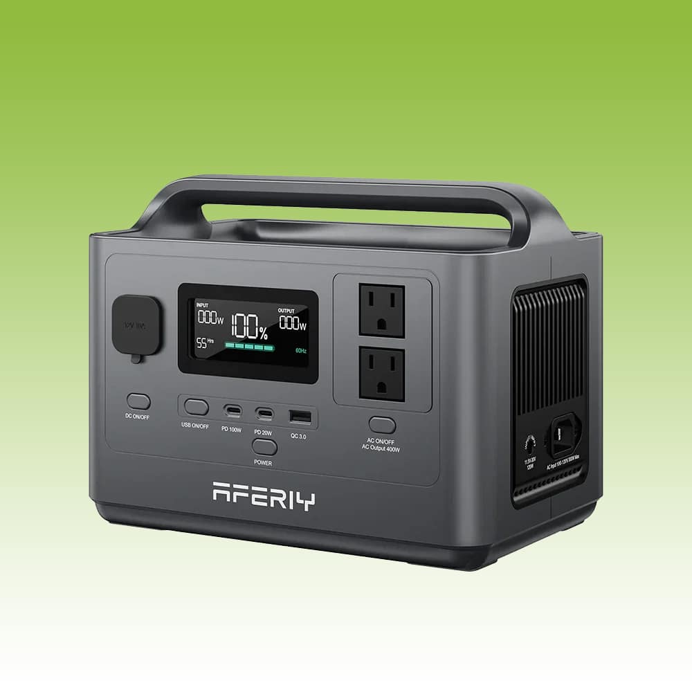 AFERIY P040 Portable Power Station (8) AFERIY P040 Portable Power Station 400W 256Wh LiFePO4 Solar Generator with 6 Output Ports, 100W USB-C PD, 10ms UPS Backup, Fast Recharge for Camping & Home Backup - Image 1