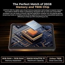 HOTWAV R10 Pro Rugged Tablet, 10.1" HD+ Display, 20GB RAM+256GB ROM, Unisoc T606 Octa-Core Processor, 10,800mAh Large Battery, 13MP Camera, Android 14 - Image 8