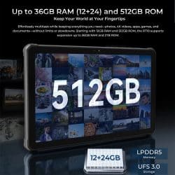 OUKITEL RT10 5G Rugged Tablet with 11-Inch 120Hz FHD IPS Display, Dimensity 7400X, 25,000mAh Battery, 64MP Camera, 20MP Night Vision and Android 15 - Image 6