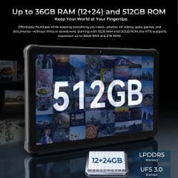 OUKITEL RT10 Industry 5G Rugged Tablet with 11-Inch 120Hz FHD IPS Display, Dimensity 7400X, 25,000mAh Battery, 64MP Camera, 2D Barcode Scanner and Industrial Fingerprint - Image 6