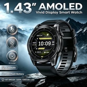 Outdoor AMOLED Smartwatch with Wrist Calling, Built-In LED Light, Digital Compass, Altimeter, Barometer, Fitness Tracking and IP68 Water Resistance