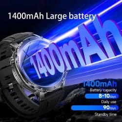 Outdoor GPS Smart Watch with 1400mAh Battery, 1.7" AMOLED Display, IP68 Waterproof, Bluetooth Calling, Flashlight, Health Monitoring and Sports Tracking - Image 4