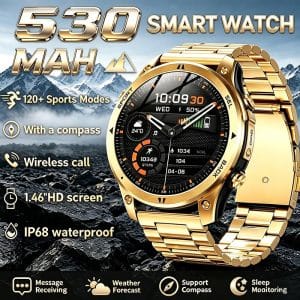 Outdoor GPS Sports Smartwatch with 1.46" AMOLED Display, 530mAh Battery, IP68 Waterproof Protection, Compass, Health Tracking and Bluetooth Calling