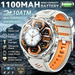 Rugged GPS Outdoor Smart Watch 1.7" HD Touch Display 1100mAh Battery IP68 Waterproof Bluetooth 5.3 Calling Compass 100+ Sports Modes Health Tracker