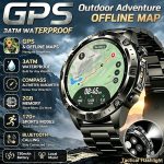 Rugged GPS Smart Watch with Offline Maps, 730mAh Battery, 1.43" AMOLED Display, Bluetooth Calling, Compass, Altimeter and Sports Tracking