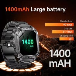 Rugged Smart Watch with 2.01" AMOLED Display, 1400mAh Battery, 10ATM Waterproof, SOS Alert, Flashlight, Bluetooth Calling and Sports Tracking - Image 7