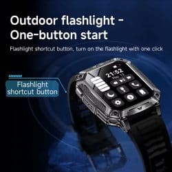Rugged Smart Watch with 2.01" AMOLED Display, 1400mAh Battery, 10ATM Waterproof, SOS Alert, Flashlight, Bluetooth Calling and Sports Tracking - Image 6