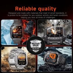 Rugged Smart Watch with 2.01" AMOLED Display, 1400mAh Battery, 10ATM Waterproof, SOS Alert, Flashlight, Bluetooth Calling and Sports Tracking - Image 4